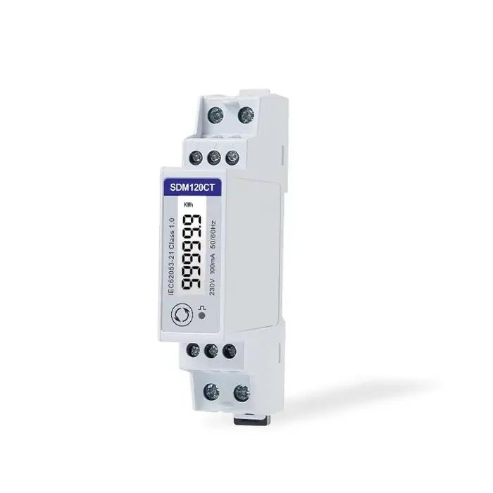 SDM120CT-MV, entrée 0.1V 1 phase 2 fils 230V RS485 Modbus kwh kvarh compteur de puissance