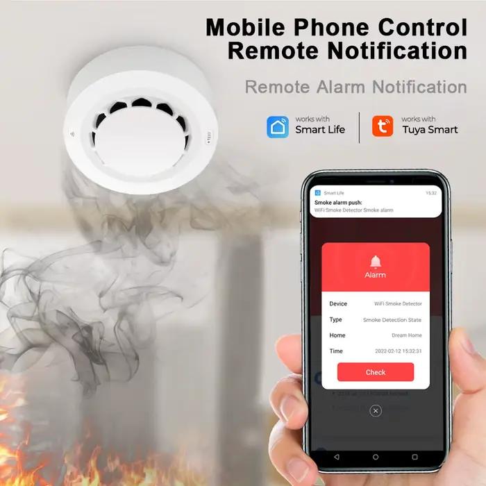 Détecteur de fumée WiFi ONENUO photoélectrique capteur de sécurité pour maison et cuisine système de sécurité domestique avec application Smart Life