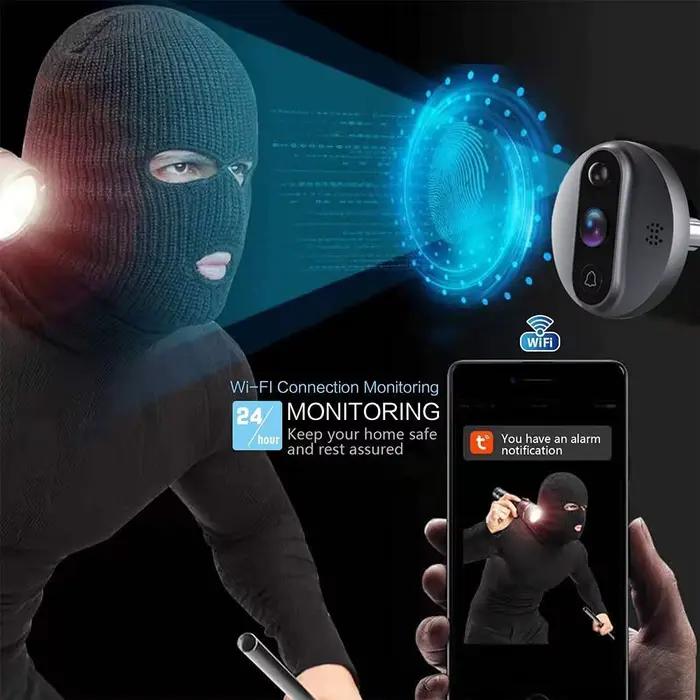 3MP Tuya Smart Life APP maison batterie WiFi vidéo numérique porte judas visionneuse PIR IR sonnette