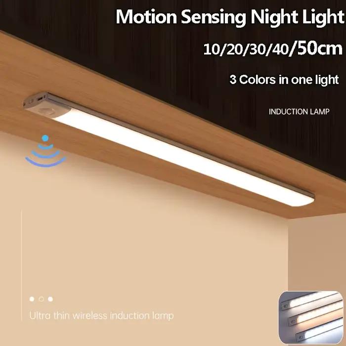 Sous-meuble lumières LED capteur de mouvement veilleuse USB Rechargeable lampes à intensité variable pour armoires de cuisine chambre armoire éclairage