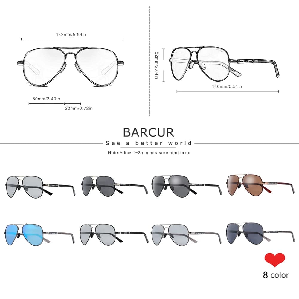 Lunettes De soleil polarisées pour hommes BARCUR lunettes De soleil pilotes pour hommes accessoires 