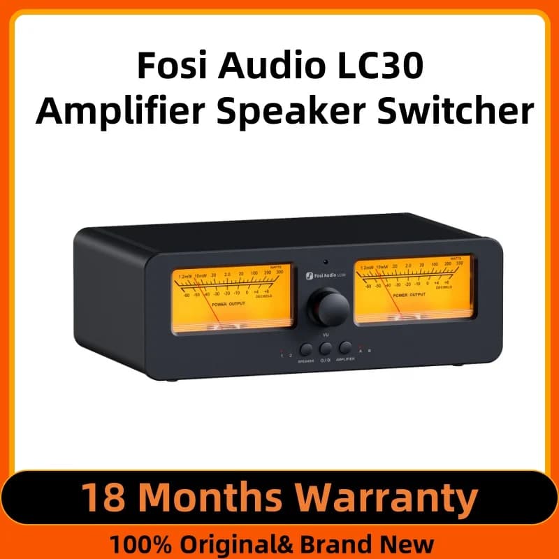 Fosi-Amplificateur audio LC30, commutateur de haut-parleur, 2 en 2 sorties, VU-mètre analogique pour