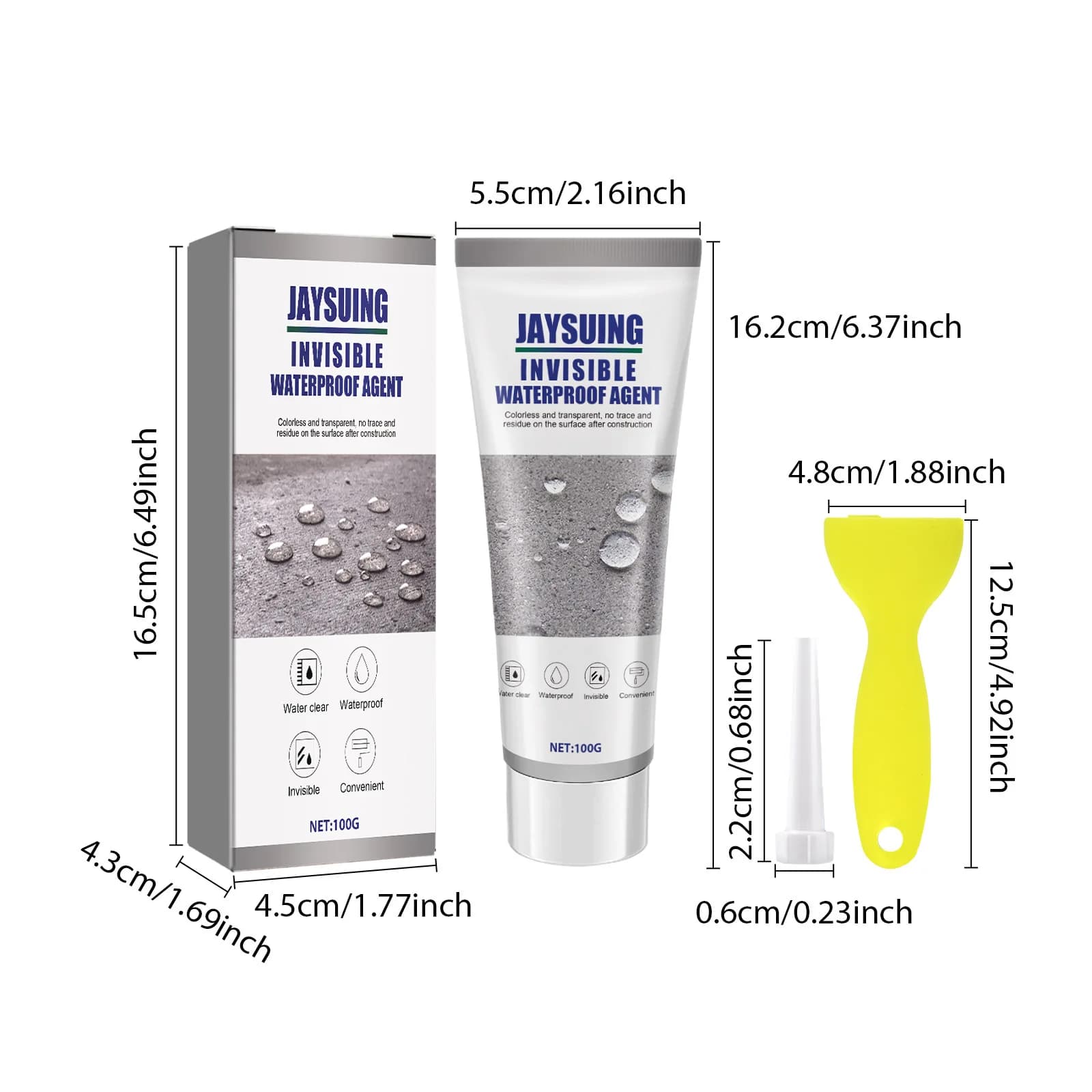 Silvertsuing-Liquide d'étanchéité invisible avec grattoir, colle, liaison de bain, agent de pénétrat