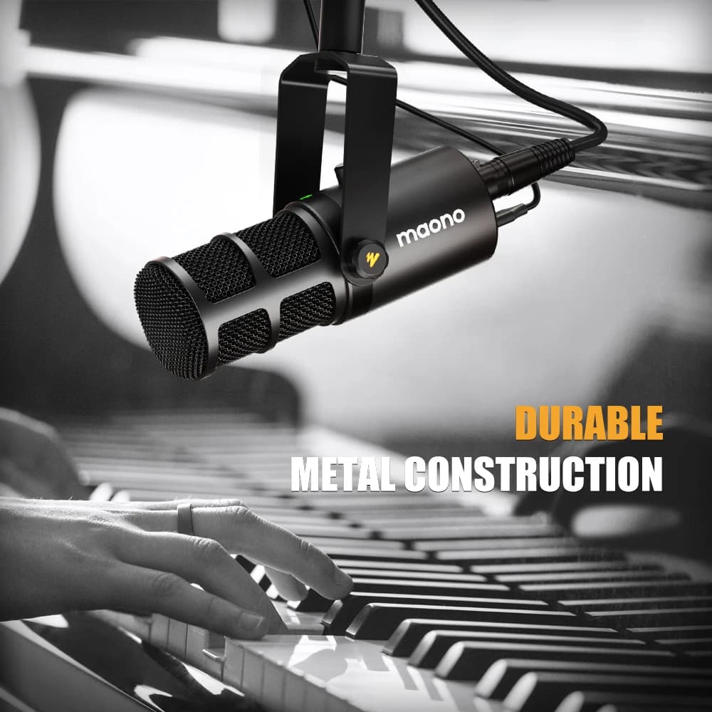 Maono – Microphone dynamique USB/XLR, tout en métal, avec prise casque à Gain muet à une touche et c