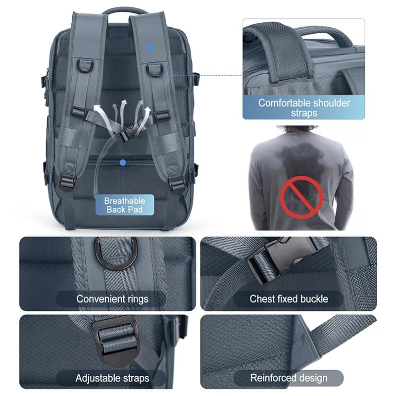 Sac à dos de voyage Extra Large pour hommes et femmes, sac à dos de transport évolutif approuvé par 