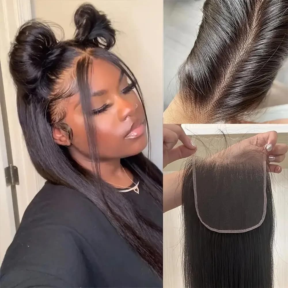 13X4 13X6 Transparente lace frontal hd 4X4 5X5 6X6 Closure Human Hair 100 % Humains Cheveux Pré-épil