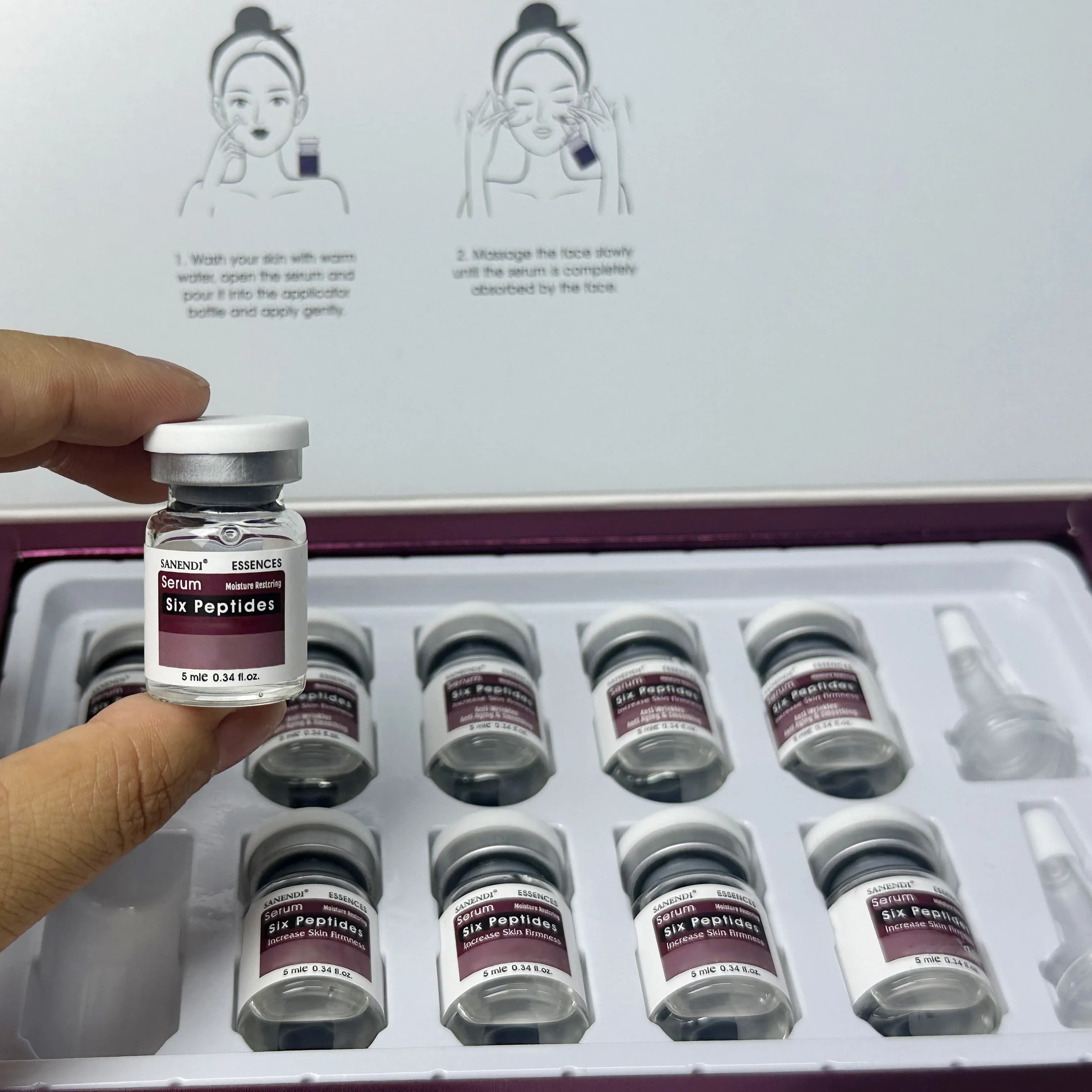 Sérum à l'acide hyaluronique SANENDI, six peptides, essence de vitamine C, solution liquide coréenne