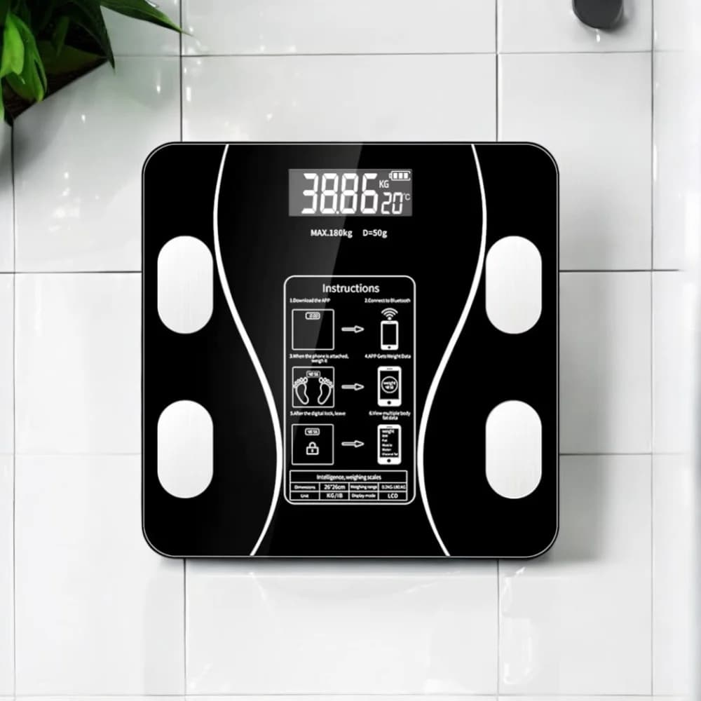 Balance Bluetooth pour personnes de poids 180 kg avec application de surveillance complète de la com