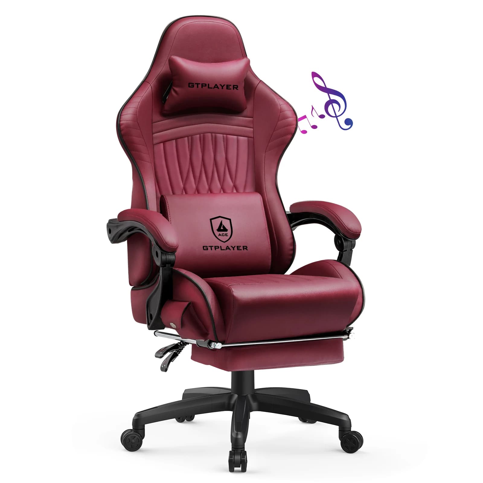 GTPLAYER chaise de jeu réglable ergonomique en simili cuir pivotant PC et chaise de jeu de course av