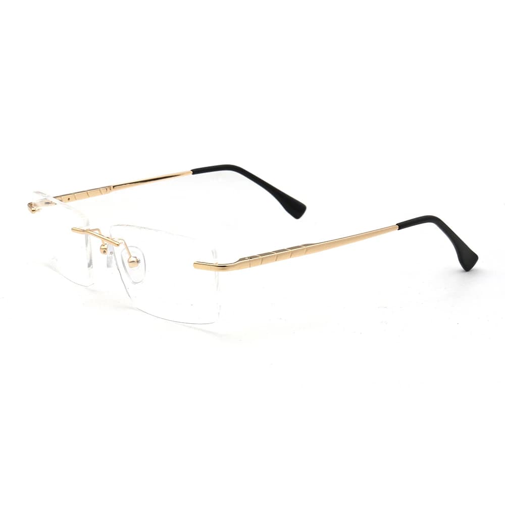 Montures de lunettes rectangulaires sans monture pour hommes, lunettes optiques carrées en métal d'a