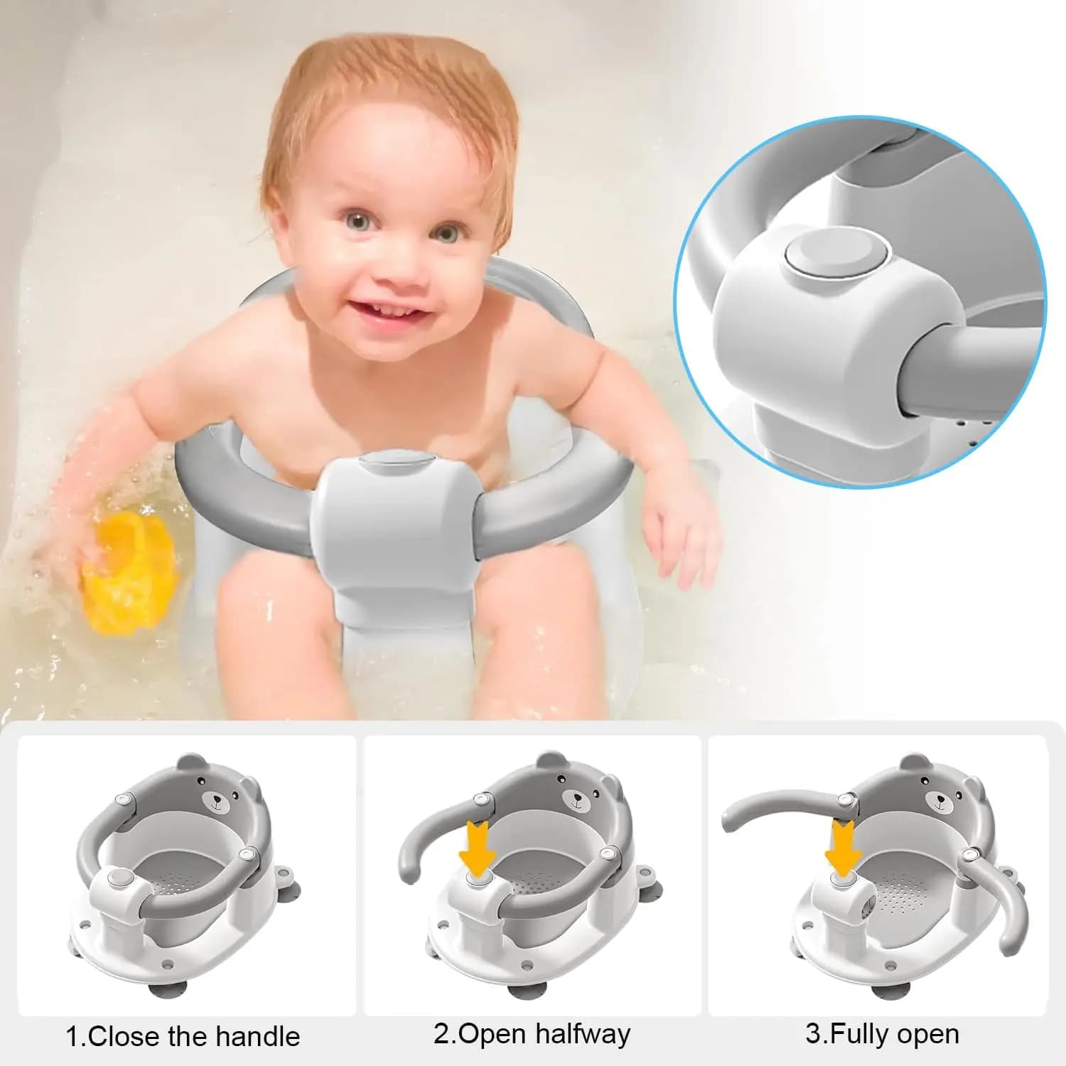 Siège de bain pour bébé de 6 mois, adorable chaise de bain antidérapante en forme d'ours pour bébé, 