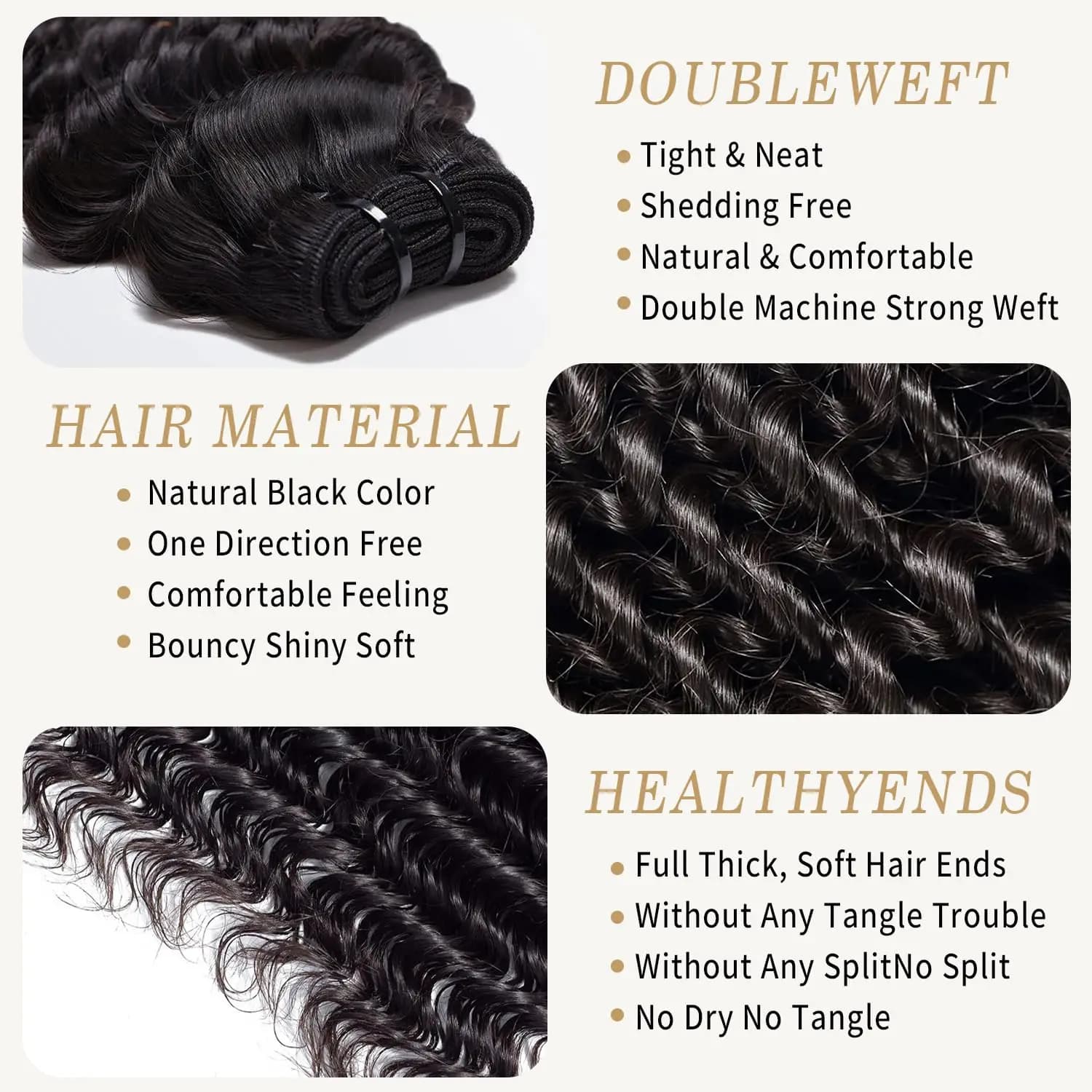 Extensions de cheveux humains brésiliens naturels, bouclés profonds, en lots de 24, 26 et 28 pouces 