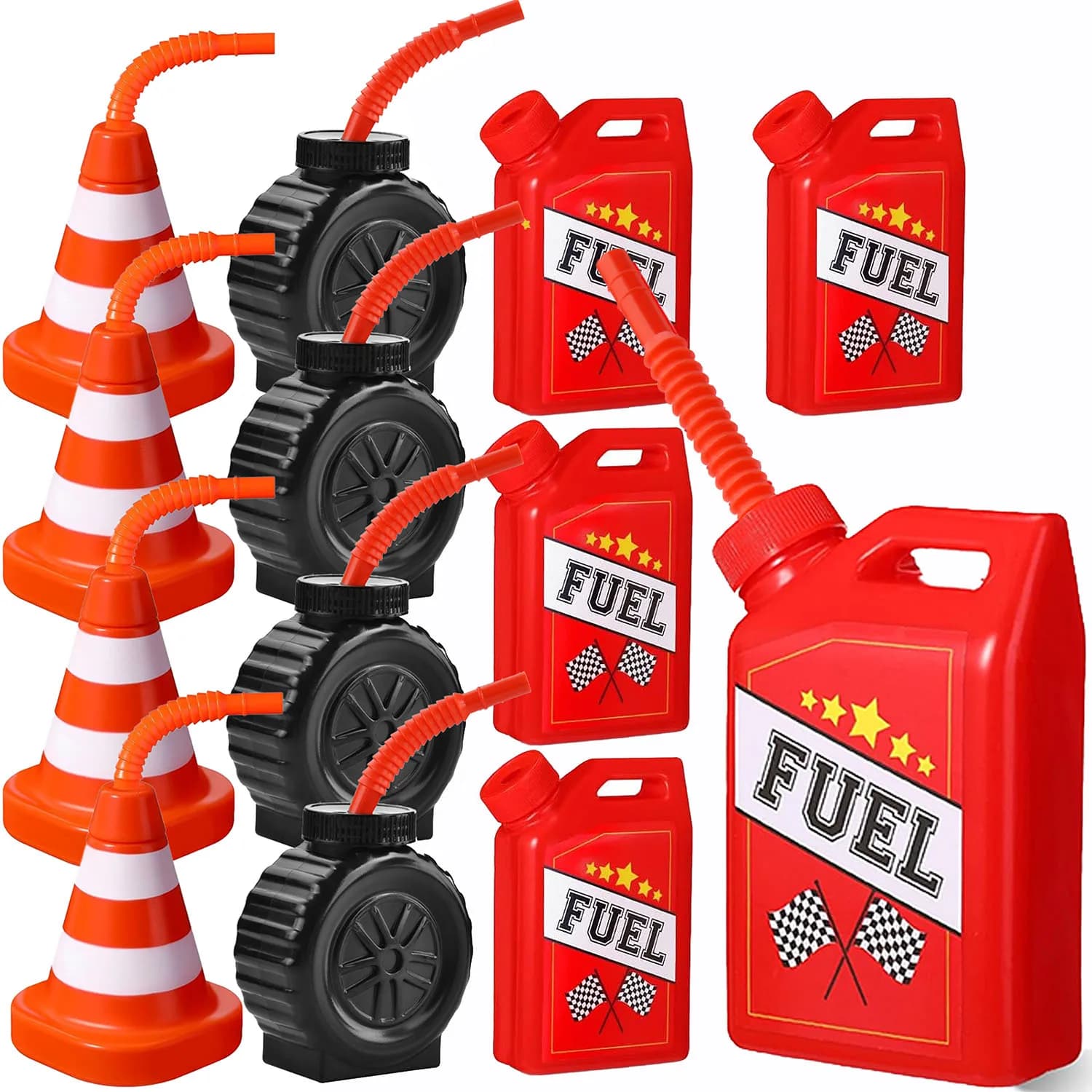 Gobelets de voiture de course, gobelets à boire avec paille, fournitures de fête d'anniversaire, déc