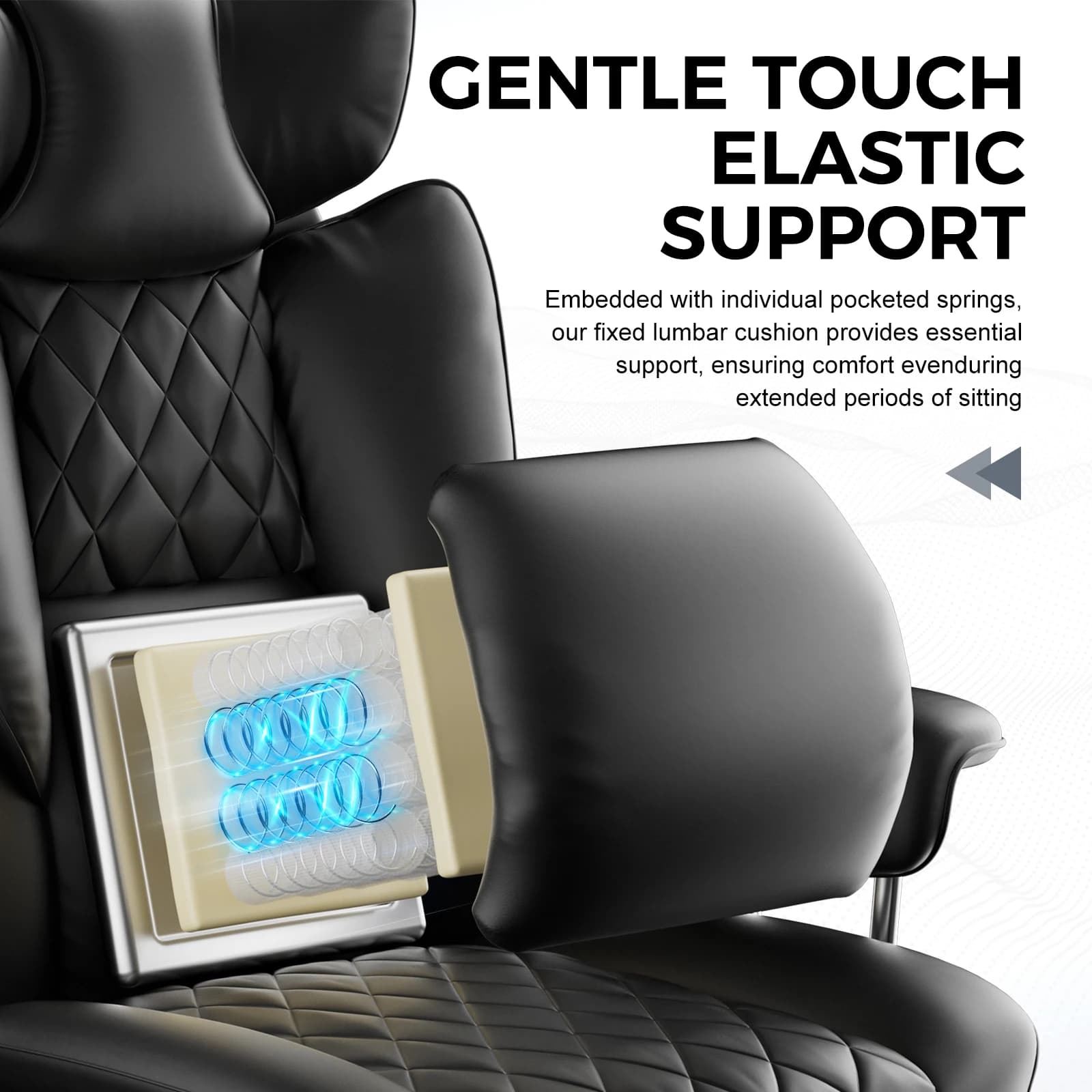 Grande et grande chaise de jeu avec support lombaire à ressorts ensachés, chaise de bureau ergonomiq