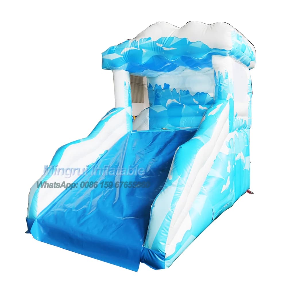Maison gonflable Ice World Blue Frozen Slide pour enfants, maison de rebond