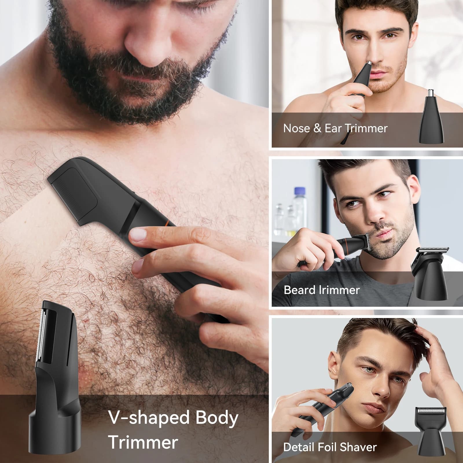 Prévention Words-Kit de tondeuse à poils corporels pour hommes, rasoir à poils pubiens, tondeuse à b