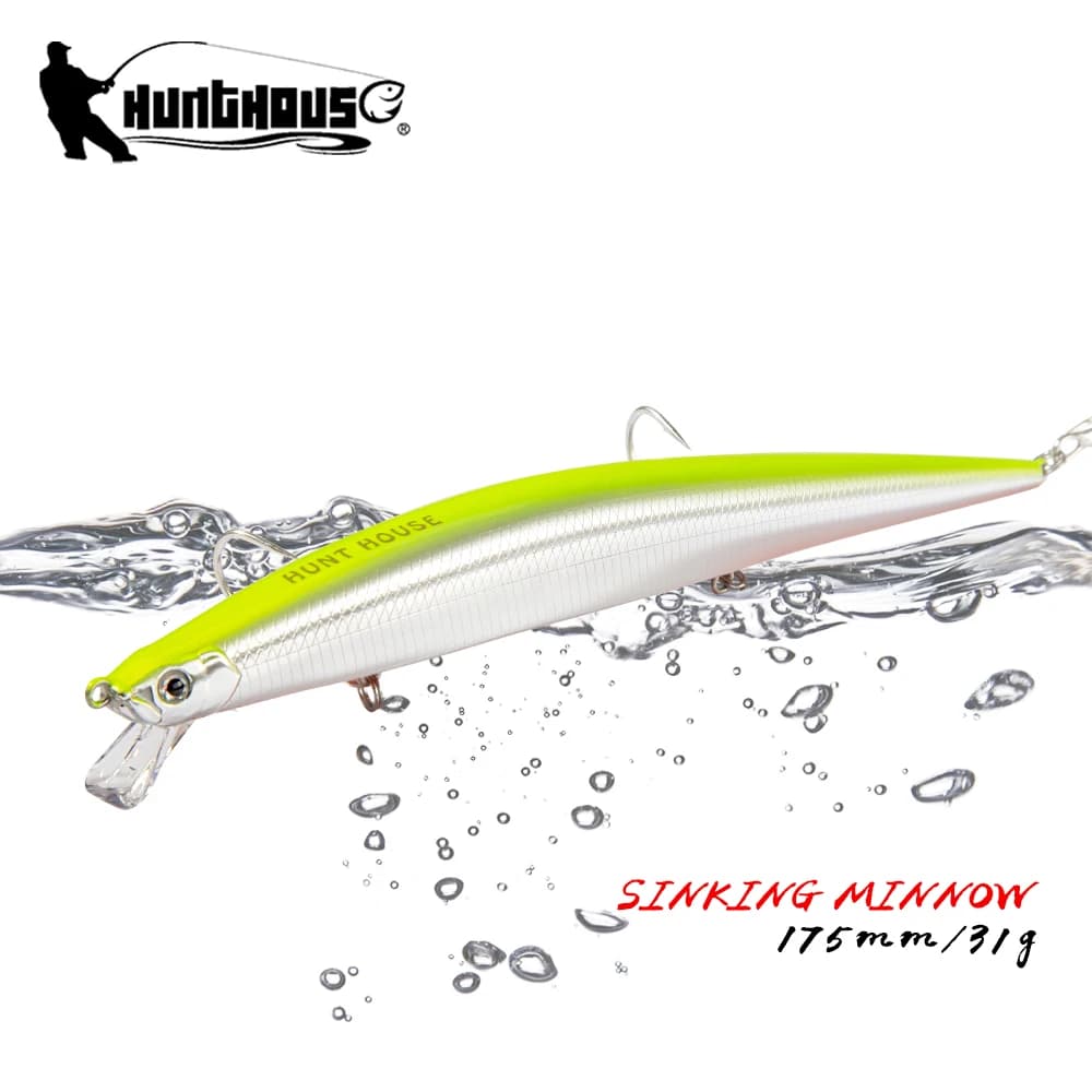 Hunthouse Tide vairon Flyer leurre de pêche 175mm 31g longue coulée coulant appât dur Pesca Jerkbait