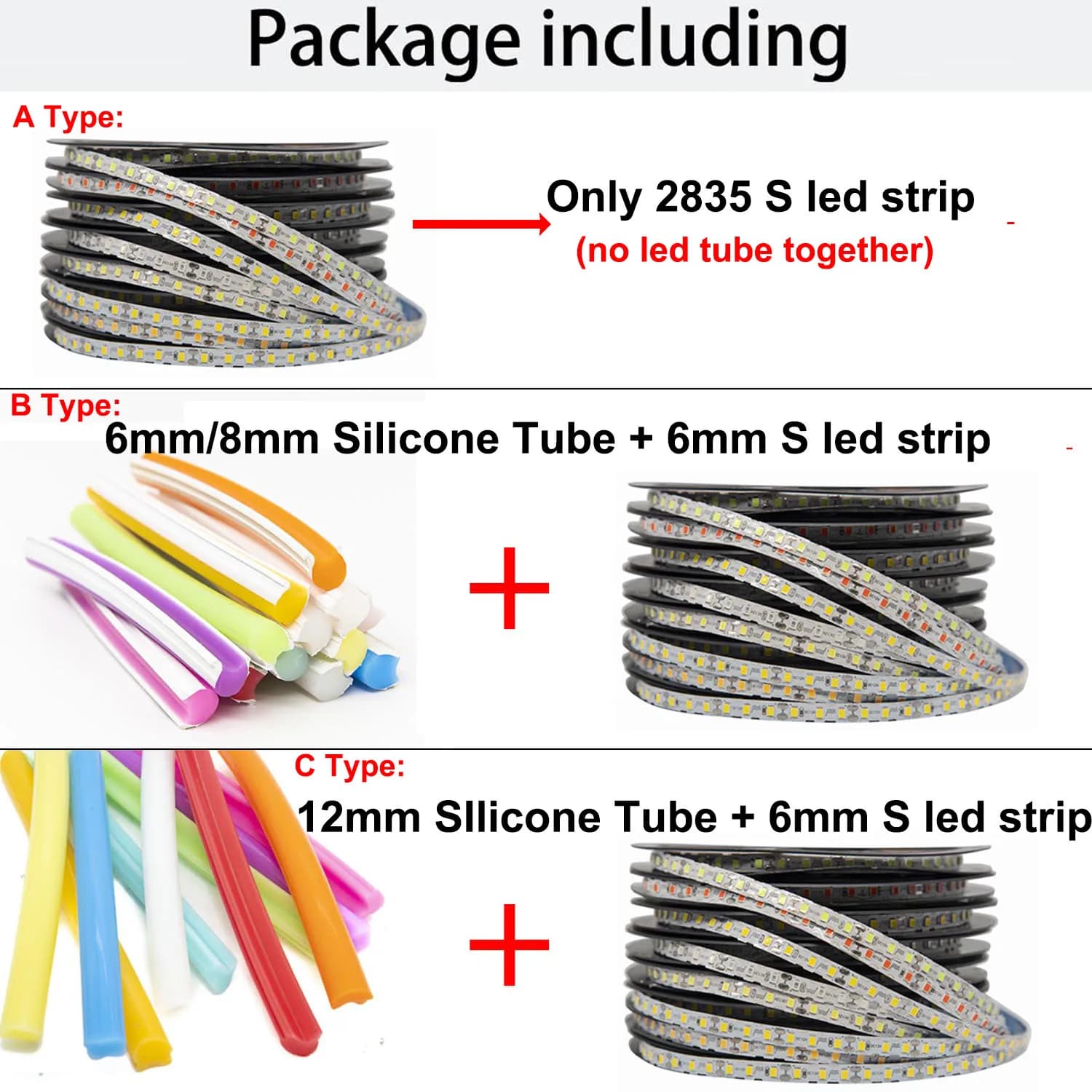 DC12V 1m-10m bricolage néon séparé Silicone bande néon 6mm 8mm 12mm S pliable nouvellement Flexible 