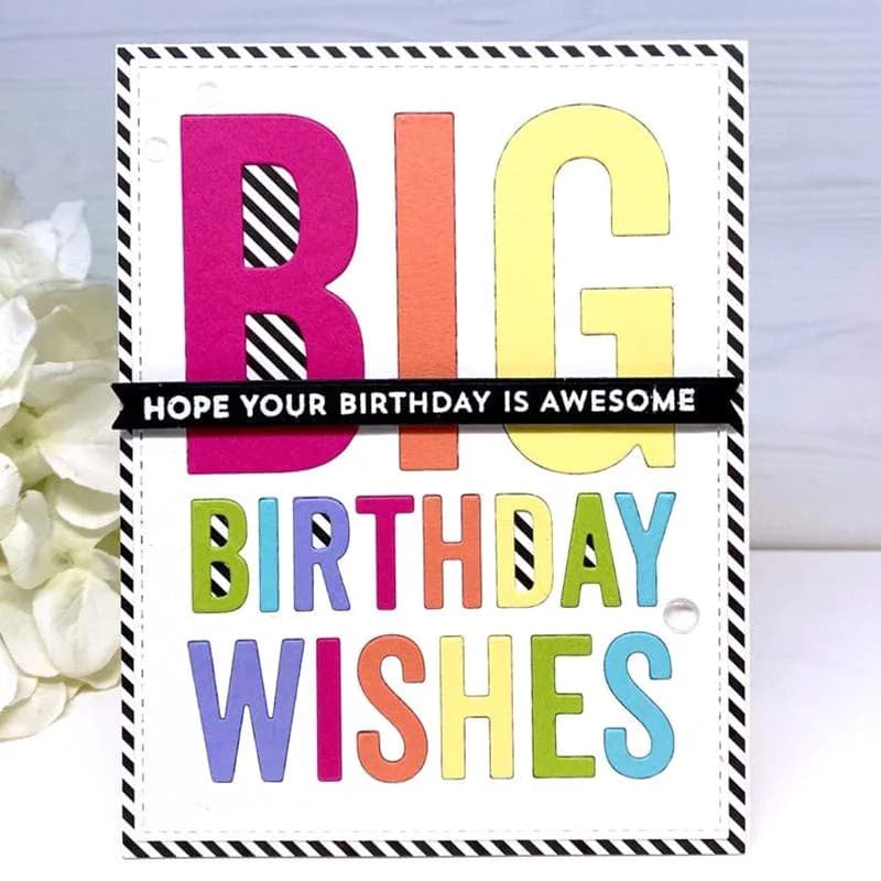 Matrices de découpe en métal pour Scrapbooking, écriture succulente, phrase joyeux anniversaire, poc