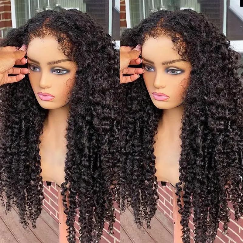 Perruque afro crépue bouclée pour femme, perruques frontales en dentelle, cheveux humains à vague pr