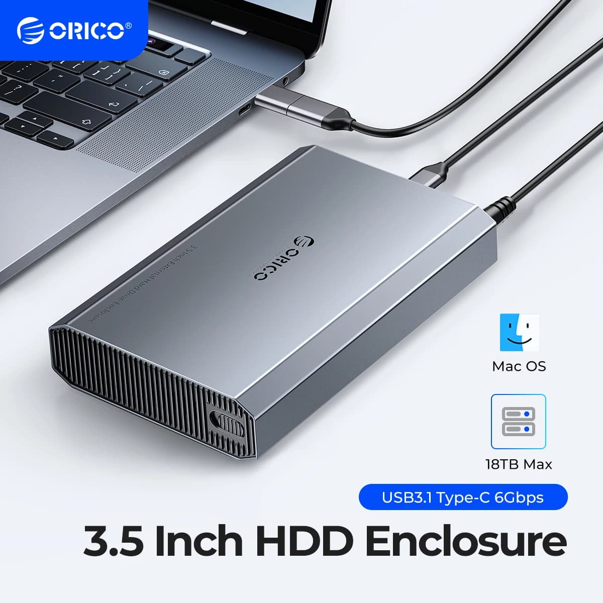ORICO 3.5 "6Gbps boîtier de disque dur type-c Dissipation thermique boîtier de disque dur externe en