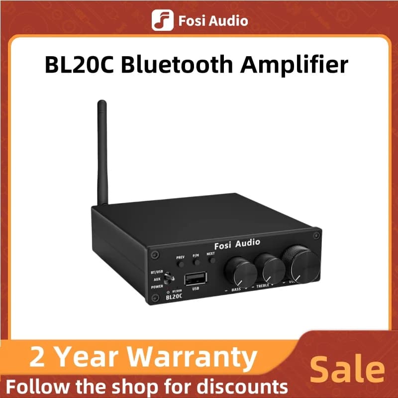 Fosi Audio-Amplificateur de puissance d'antenne Bluetooth, HiFi 160, Mini ampli de classe D, lecteur
