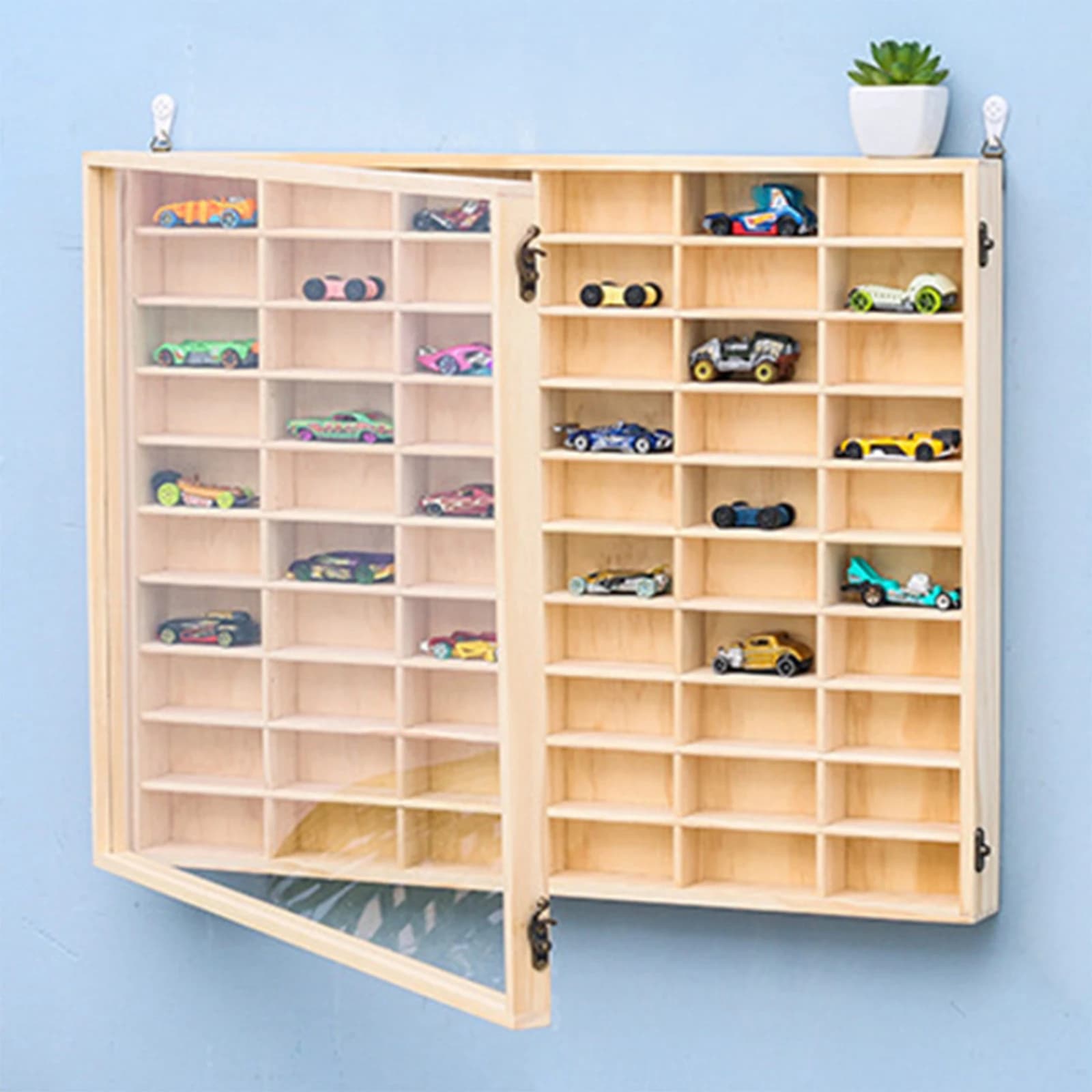 Présentoir de voiture jouet en bois, organisateur mural multifonctionnel en bois, support de rangeme