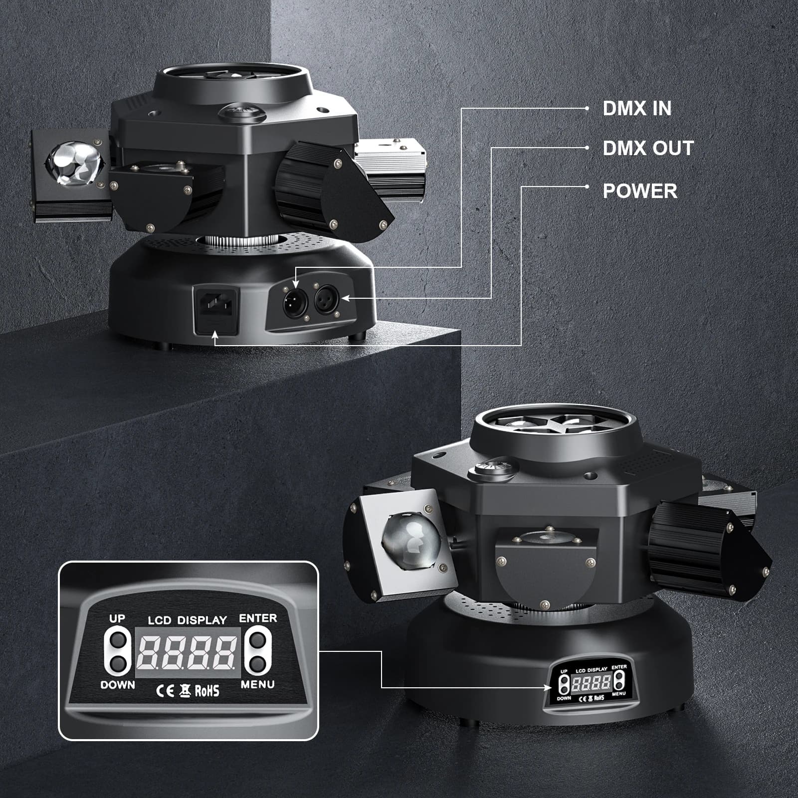 Leleght 200W RGBW 4 en 1 effet de lumière et effet étoilé contrôlé DMX512 activé par le son et maîtr