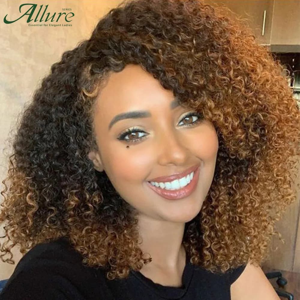 Perruques brésiliennes Jerry Curly en cheveux humains pour femmes, couleur brun foncé, cheveux court