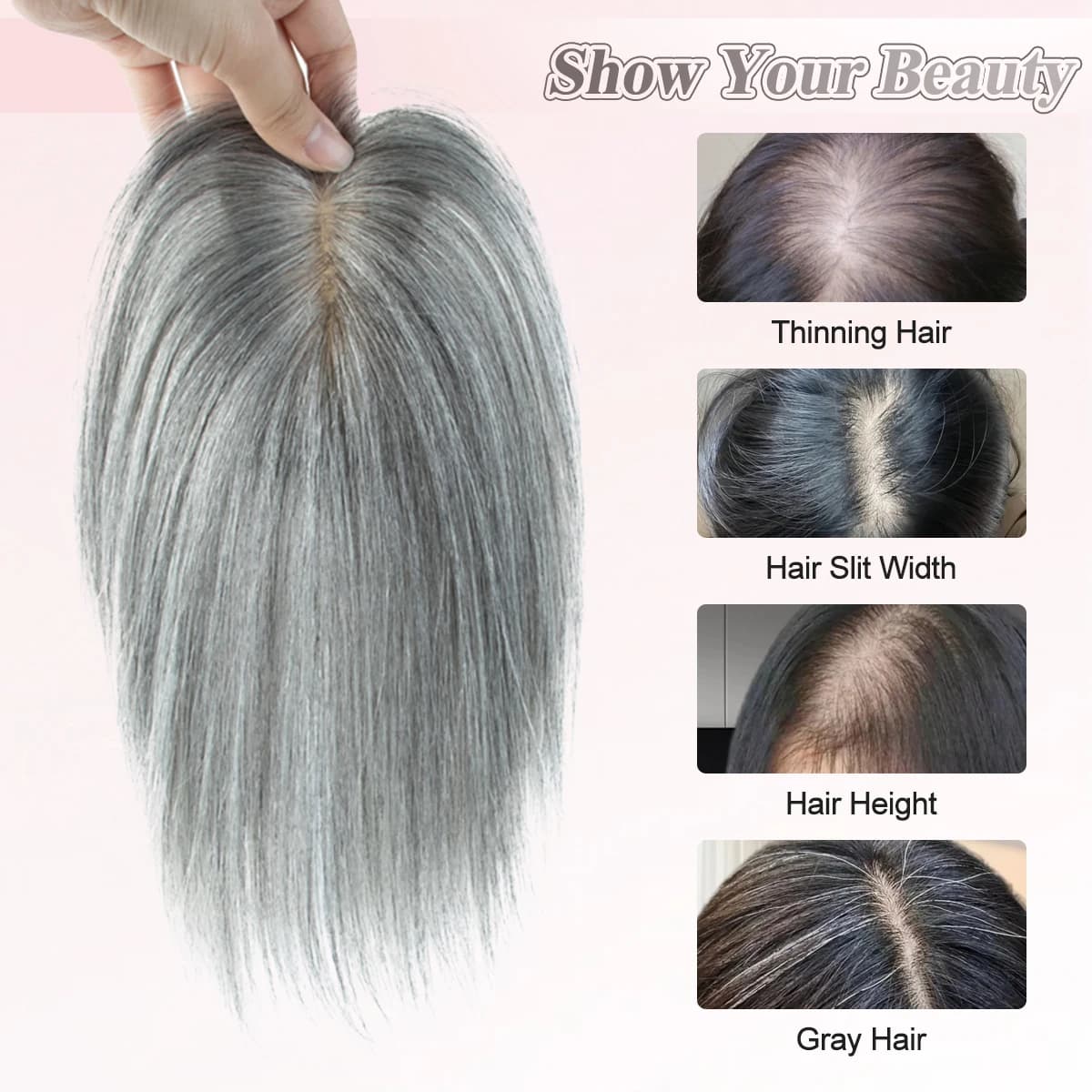 Toppers de vrais cheveux humains pour femmes Quotidien 360 °   Pièces de cheveux 3D avec mise à nive