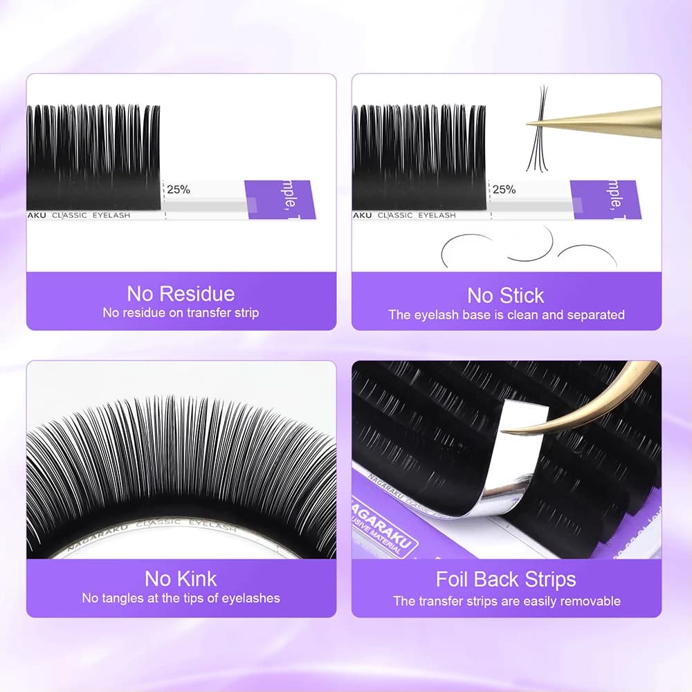 NAGARAKU 16 rangées d'extension de cils individuels classiques noir mat professionnel doux naturel