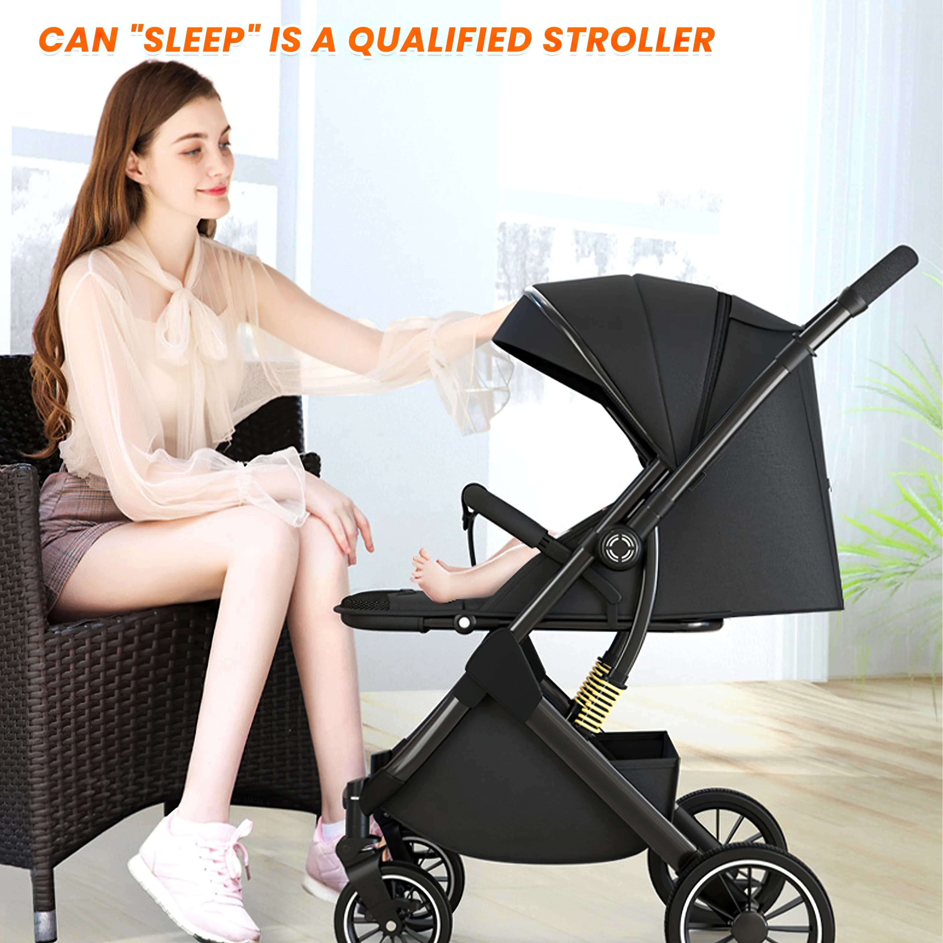 Luxueux léger haute paysage bébé poussette jambes-siège pour nouveau-né une main reline poussette la
