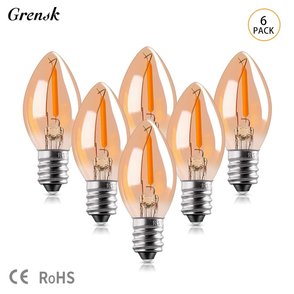 Ampoules LED pour décoration de noël, lampe de nuit C7 0.5W E14 E12 2200K, ampoule en verre ambré, v