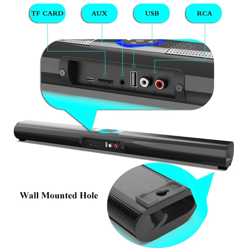 Rsionch colonne Soundbox haut-parleur Bluetooth Portable sans fil TV barre de son Radio FM haut-parl