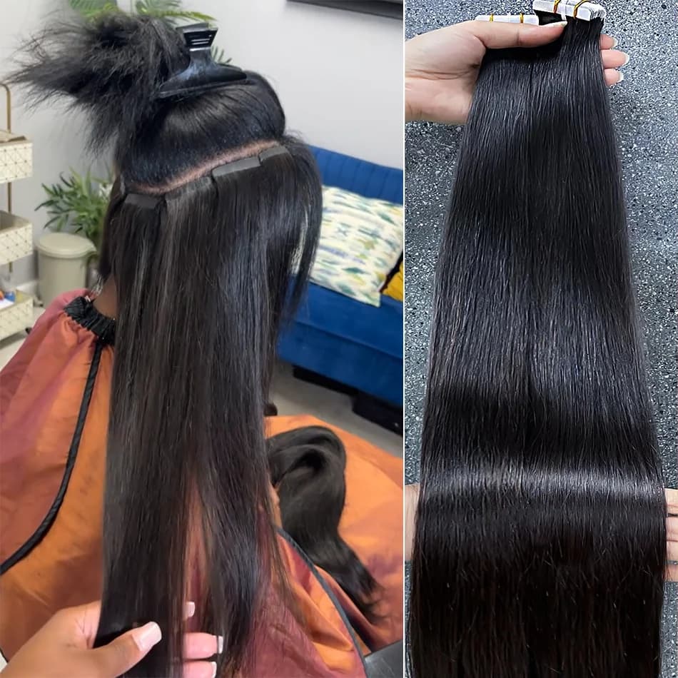 Tape in Hair Extensions Natural Human Hair Brazilian Origina Hair 100% Real Human Hair Extensions 20