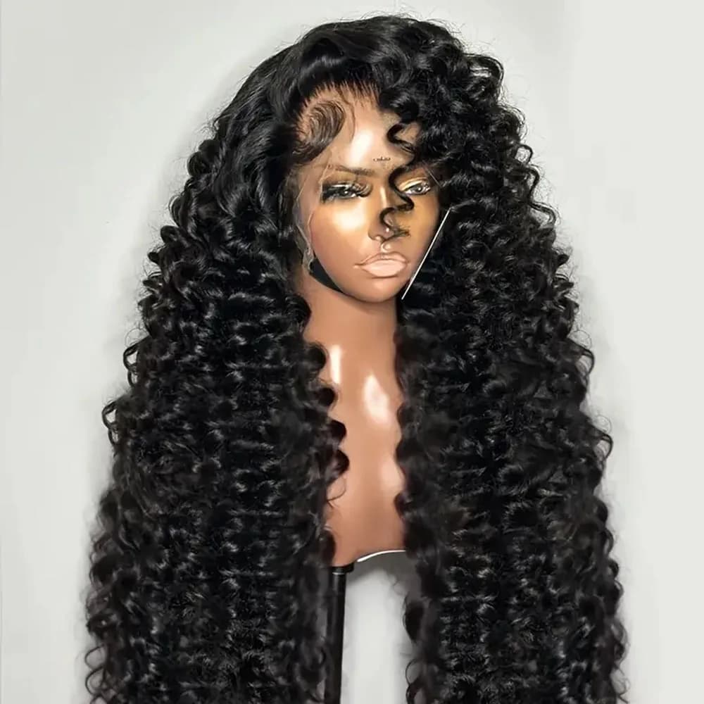 Perruques Lace Frontal en Cheveux Humains Vierges Brésiliens, Ondulées Profondes et Bouclées, Densit