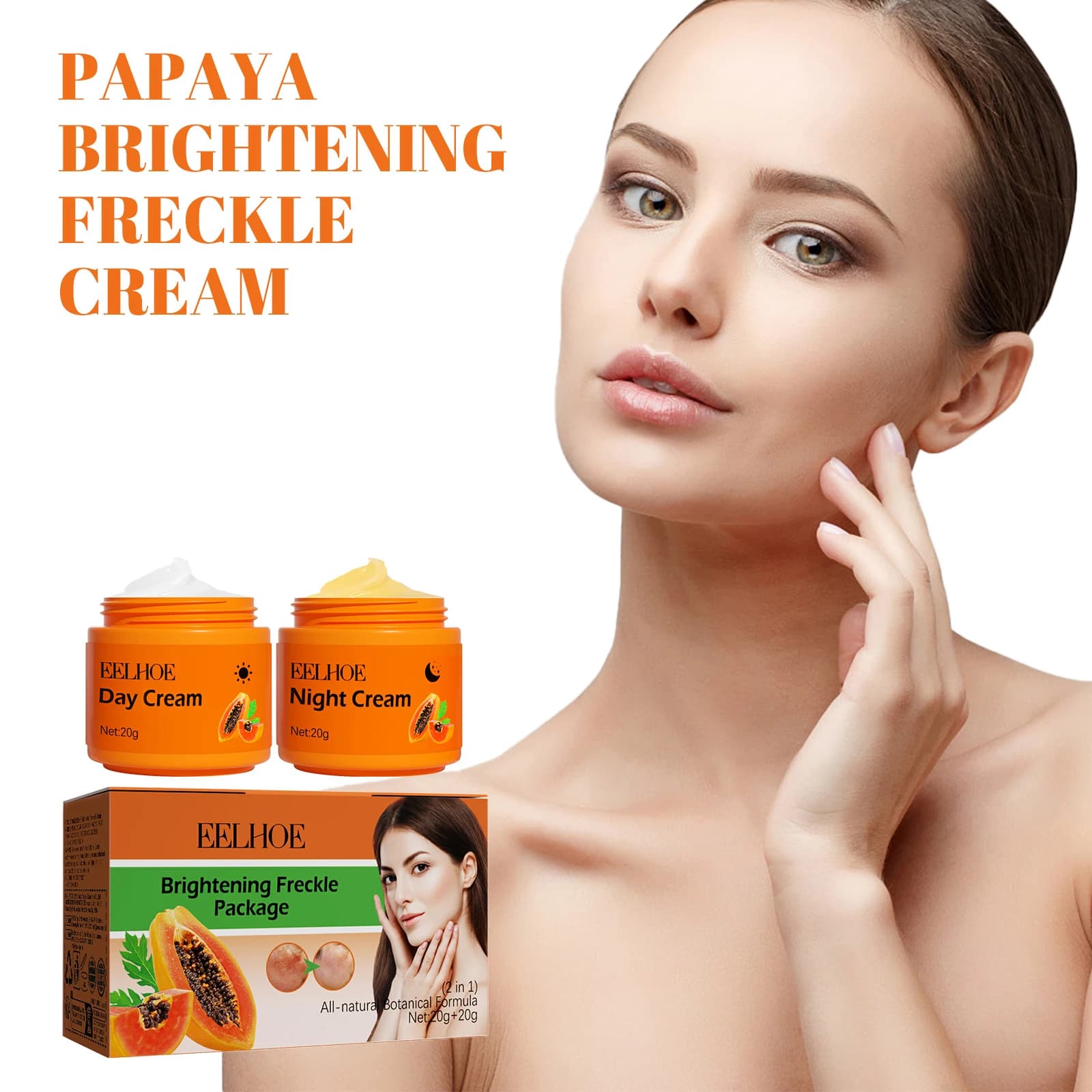 Crème éclaircissante pour le visage, blanchiment des taches de rousseur, taches de soleil de jour et