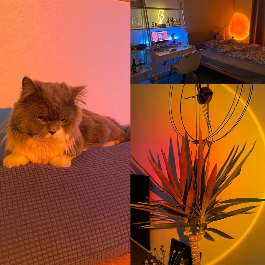 Lampe de coucher de soleil intelligente Tuya LED veilleuse USB RGB Smart Life APP Projection à dista