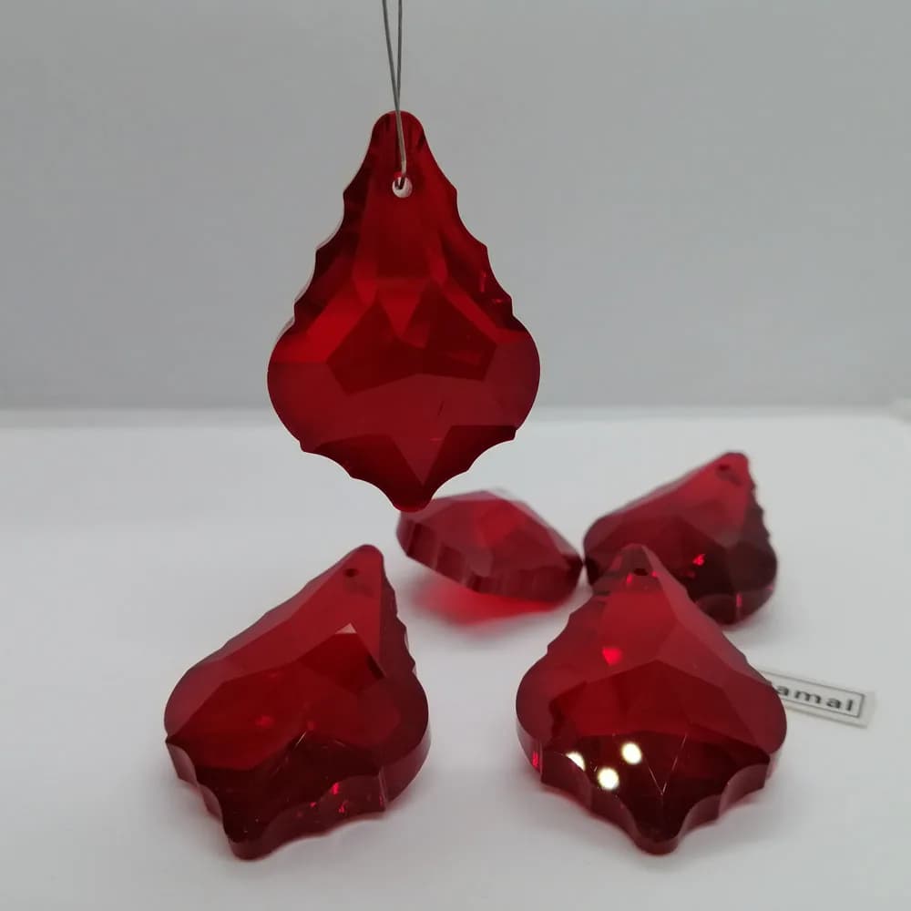 Camal – lustre suspendu en forme de feuille d'érable K9 rouge, 5 pièces, 38mm, prisme en verre crist