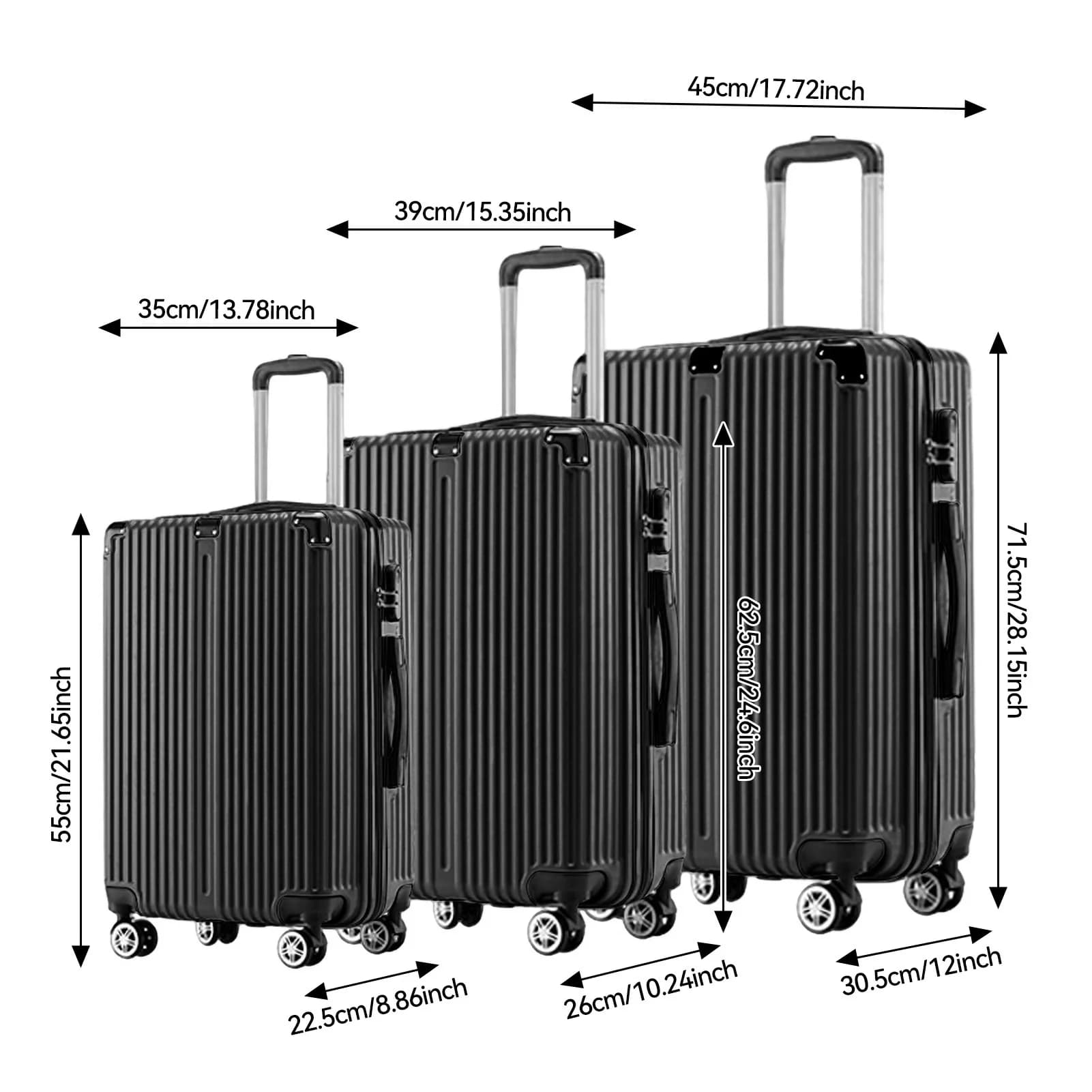 Superaly, Ensemble de bagages de 20/24/28 pouces, avec 4 roues à 360 degrés °   Valise extensible en