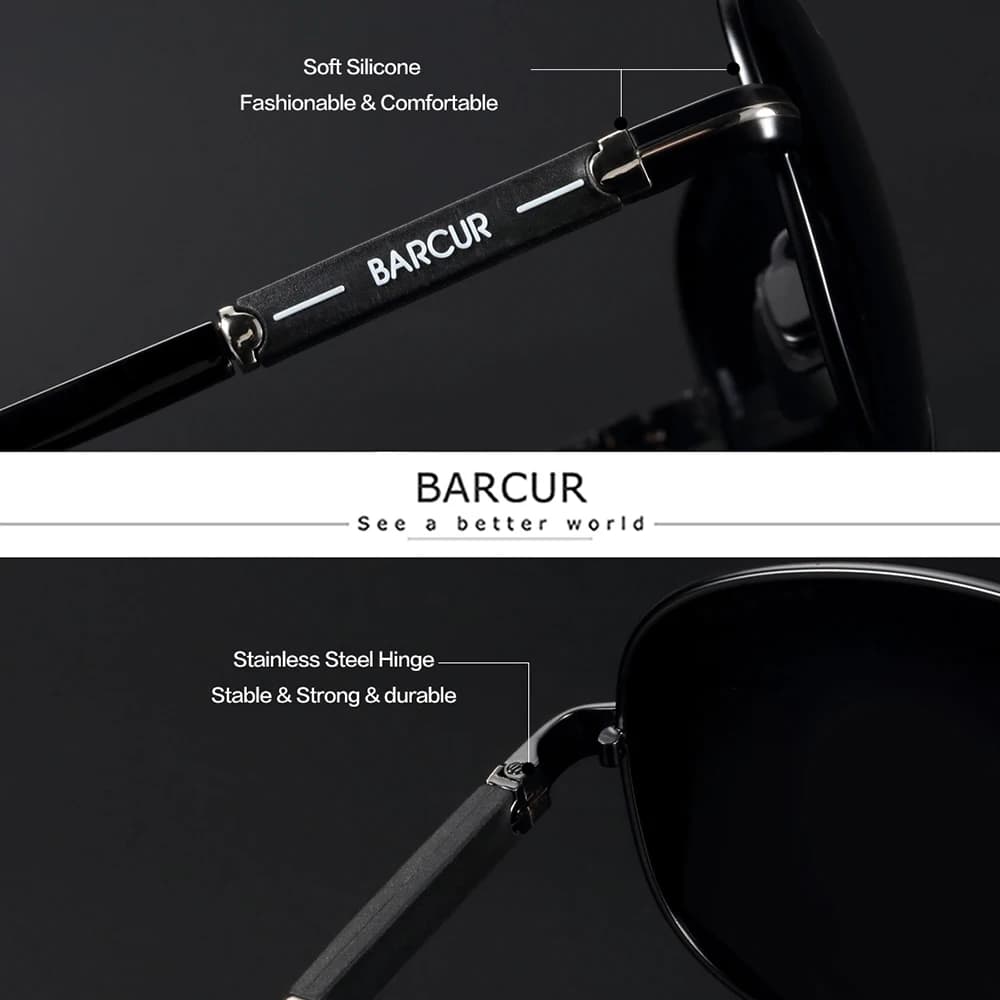 Lunettes De soleil polarisées pour hommes BARCUR lunettes De soleil pilotes pour hommes accessoires 