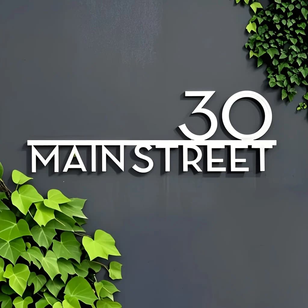 Plaque d'adresse de maison moderne personnalisée, avec un fond noir, pour la maison/l'appartement/le