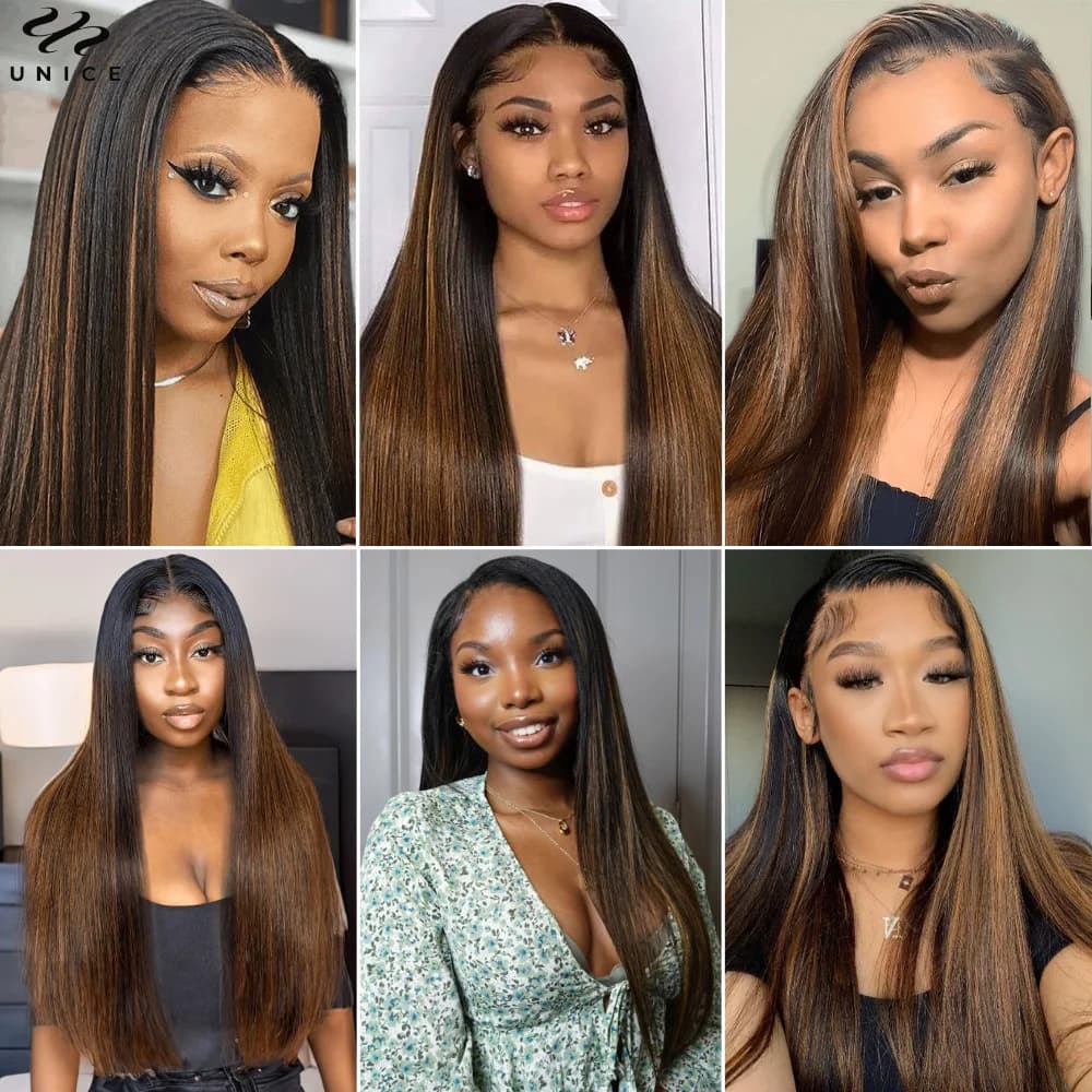 Mèches 3/4 naturelles lisses-UNice Hair, cheveux humains, balayage brun, tissage à coudre, lot de 1/