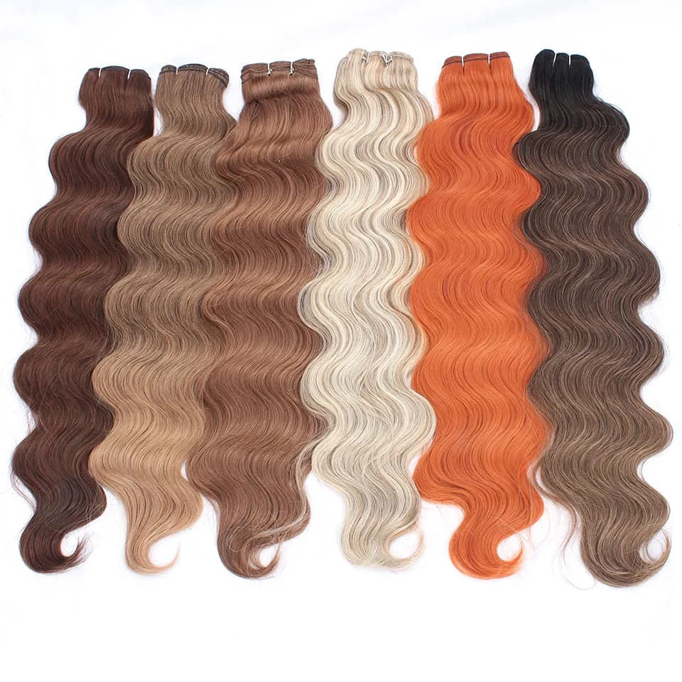 Mèches synthétiques Body Wave colorées 613, Extensions capillaires naturelles blondes Piano, queue d