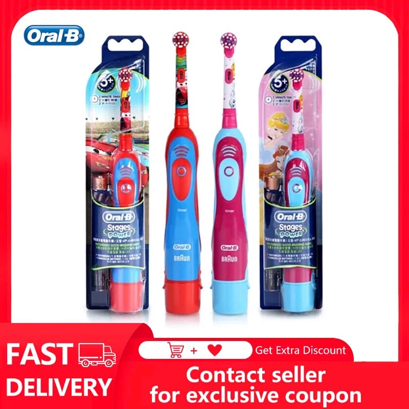 Brosse à dents électrique Oral-B pour enfants, brosse à dents rotative alimentée par batterie, netto