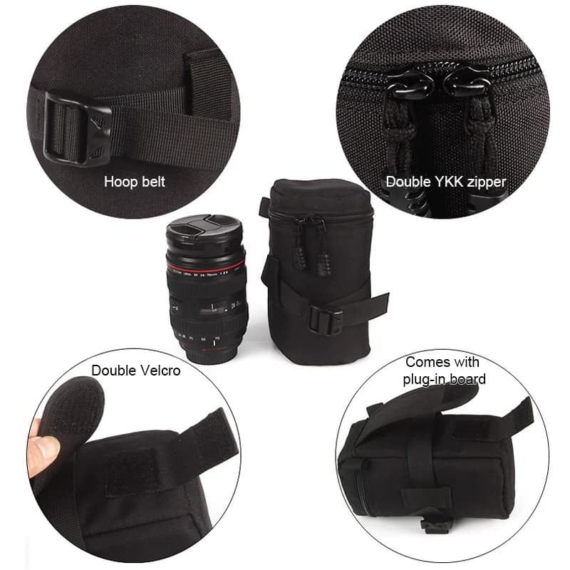Sac d'objectif d'appareil photo de luxe, pochette pour objectif Canon Nikon Sony Olympus Fuji DSLR, 