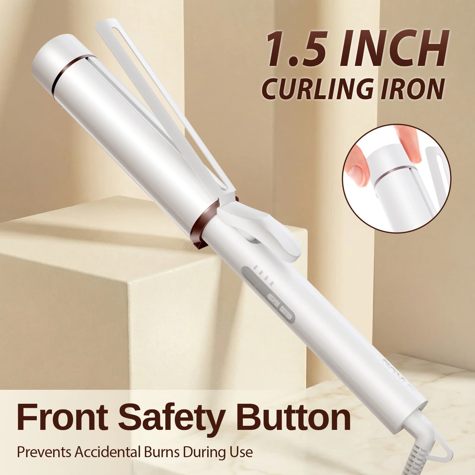 Baguette à friser Extra Large de 1.5 pouces pour cheveux longs, baril de Tourmaline en céramique, Io
