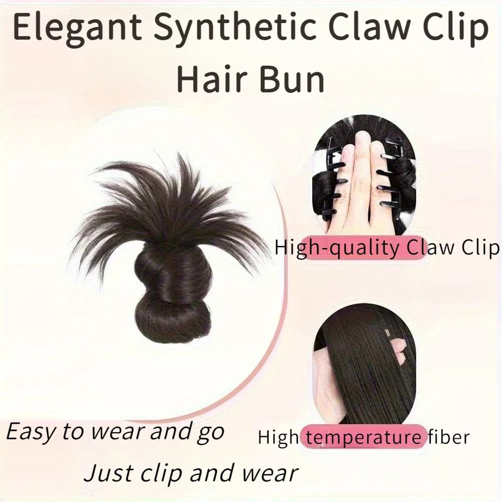 Chignon synthétique élégant à demi-cravate de 8 pouces, avec pince à griffes, perruque en plumes de 