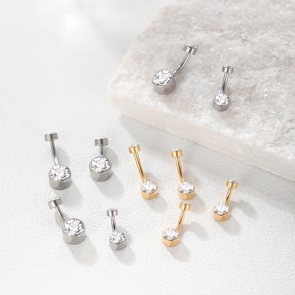 5/10 pièces anneau de nombril en titane 14G 6mm 8mm 10mm 12mm bijoux de perçage de ventre avec zirco