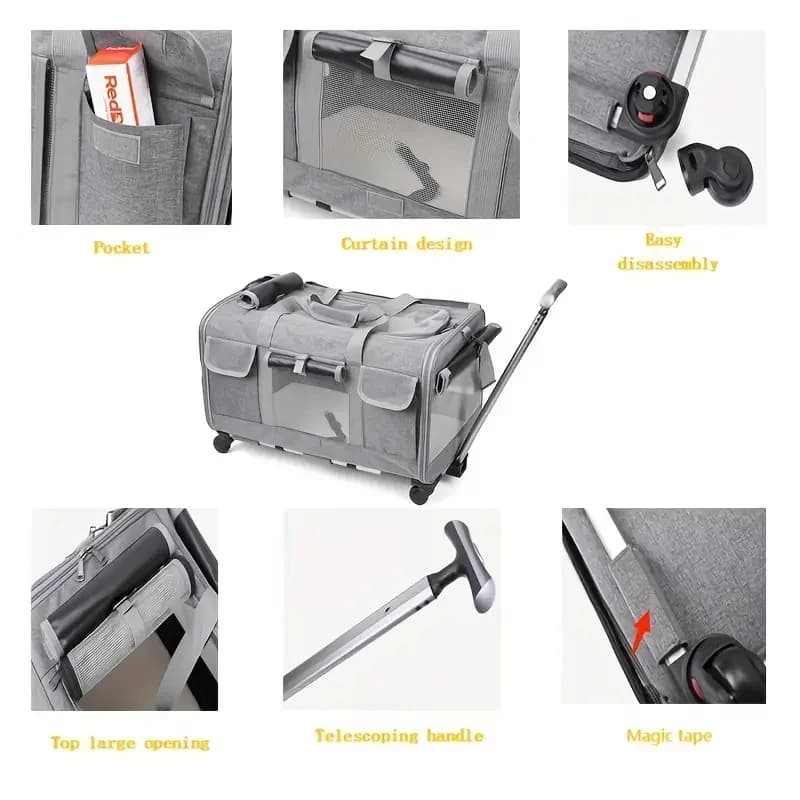 Valise de chariot portative Extra Large pour animaux de compagnie, boîtier de chariot détachable pou